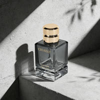 Flacon de parfum carré de luxe personnalisé de haute qualité, 30 ml, 50 ml, noir mat, fond épais, en verre, flacons vides pour hommes
