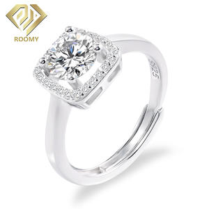 Moissanite cincin pertunangan 1CT D warna VVS1 kejelasan potongan bulat berlian Moissanite S925 perak murni cincin pernikahan - Product Image 4