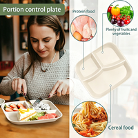 Assiettes carrées en plastique à 3 compartiments de 25,5 cm pour enfants, adaptées au micro-ondes, pour une alimentation saine et la perte de poids, idéales pour le camping