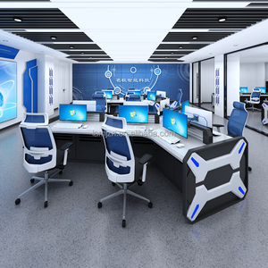 Moderno banco di controllo industriale-Console per operatore ergonomica funzione di gestione dei cavi regolabile in altezza legno + metallo - Product Image 5