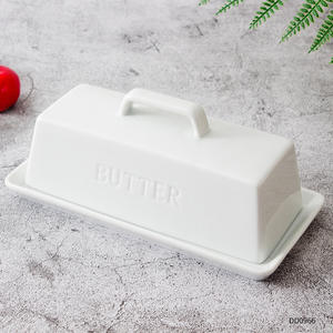 Ensemble de beurrier en céramique blanche avec couvercle, plateau à beurre rectangulaire pour hôtel, café, thé, style nordique - Product Image 2
