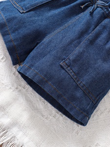 Qingli OEM fabbrica No tariffario abbigliamento estivo per bambini nuova moda per ragazze <span class=keywords><strong>tuta</strong></span> a maniche corte in Denim - Product Image 6
