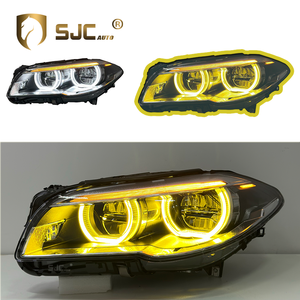 Fari LED Stile Angel Eyes SJC V2 per <span class=keywords><strong>BMW</strong></span> <span class=keywords><strong>Serie</strong></span> <span class=keywords><strong>5</strong></span> F10 F18 2010-2017, Fari LED Gialli e Bianchi Modificati - Product Image 1