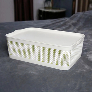 Bán buôn hiện đại Nhựa Giặt vuông nhựa lưu trữ tổ chức hộp nhựa giỏ giặt với nắp - Product Image 3