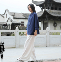 Ecowalson – Blouse rétro chinoise pour femme, col montant, boutons grenouille, idéale pour l'exercice matinal et le Tai Chi