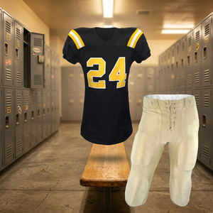 Ensemble de maillots de football américain personnalisés unisexe sans manches col en V imprimé numériquement sur le devant respirant anti-humidité en maille 100% - Product Image 1