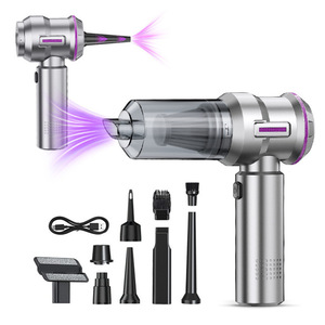 <b>Handheld</b> <b>Vacuum</b> Cleaner Silver Rechargeable Battery Powered With Multiple Nozzles For Car And Home Use - Product Image 1