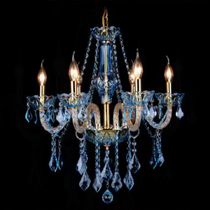 New Design European Droplight Traditional Hotel Bedroom KTV Blue <b>Crystal</b> Bead <b>Chandelier</b> Candles - Product Image 6
