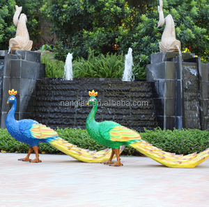 Scultura da Giardino Personalizzata a Grandezza Naturale, <span class=keywords><strong>Pavone</strong></span> Blu Luminoso in Resina Realistica Dipinta a Mano, Durevole e di Alta Qualità - Product Image 3