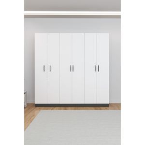 Armario Moderno KALE de 6 Puertas con 4 Cajones y 13 Estantes, Armario de Dormitorio que Ahorra Espacio para Guardar Ropa de Gimnasio - Product Image 4