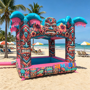 Château gonflable Tiki Face de petite taille avec fenêtre de visualisation, idéal pour la location de fêtes, vente directe usine - Product Image 1