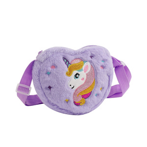 Bolso de Hombro de Unicornio Personalizado, Bolso Cruzado de Felpa Suave <span class=keywords><strong>con</strong></span> Diseño de Dibujos Animados, Bolso de Hombro de Felpa de Unicornio Colorido - Product Image 1