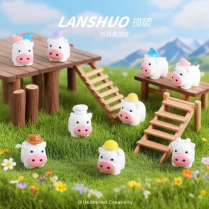 Adornos de Resina de Vaca en Miniatura Lanshuo, Figura de Animal para Decoración del Hogar, Manualidades DIY - Product Image 1