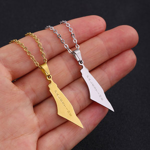 สร้อยคอจี้สแตนเลสสตีล 316L แบบกำหนดเอง ชุบทอง 14K 18K PVD เครื่องประดับแฟชั่นสุดหรู สร้อยคอรูปแผนที่อิสราเอล-ปาเลสไตน์ สำหรับผู้หญิง - Product Image 2