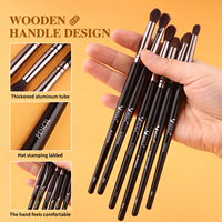 Lot de 18 pinceaux professionnels pour fard à paupières à poils naturels, manche en bois, pour maquillage visage, correcteur et sourcils, marque privée