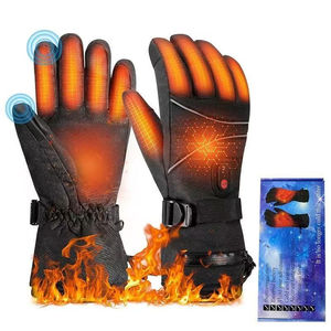 Guantes calefactables negros, forro polar a prueba de viento, forrado para esquí, ciclismo, clima frío, impermeables, guantes de esquí - Product Image 3