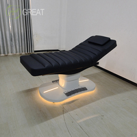 Équipement de salon de luxe, mobilier, table de massage incurvée dorée, ensemble de spa moderne, lit de beauté pour les cils, les soins du visage, cliniques de beauté, 3 moteurs pliables