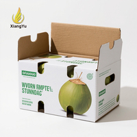 Boîtes d'emballage en carton ondulé blanc pour noix de coco, découpées, laminées, ventilées avec trous de poignée, personnalisées pour la distribution de noix de coco fraîches