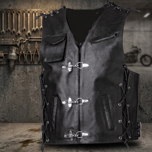 Chaleco de Cuero Personalizable al por Mayor para Hombre, Prenda Exterior, Nuevo Diseño Más Vendido, Accesorios para Motocicleta, Transpirable, con Cremallera, de Calidad - Product Image 1