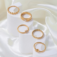 Joolim ювелирные изделия из нержавеющей стали оптом 18K позолоченные круассаны циркониевые кольца для женщин эффектные кольца