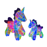 Lampe licorne holographique irisée, lumière prismatique lumineuse 3D LED, veilleuse d'intérieur, alimentation USB, écologique, commande par bouton