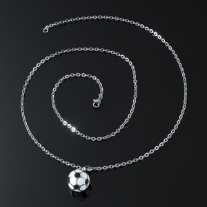 2026 Popular Design <b>Titanium</b> Steel Circular Football Pendant Necklace Hiphop Style Men's Necklaces Trendy Jewelry Wholesale - Product Image 4