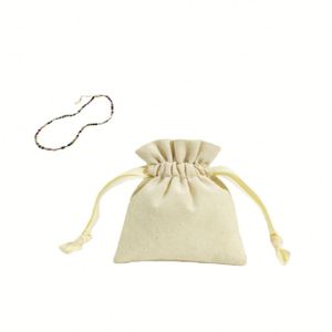 Sacs à cordon personnalisés pour bijoux, en coton et lin, pour ranger et offrir des colliers, des bracelets, des perles et des joncs - Product Image 6