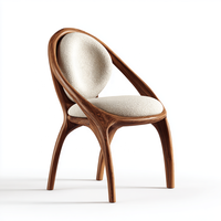 Chaises de salle à manger modernes en bois massif de style européen avec dossier haut et coussin rembourré en laine - Écologiques pour la maison, l'hôtel et la restauration