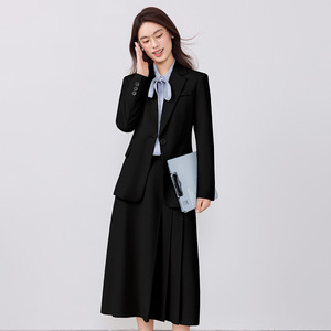 Women's Suit Set Midi Skirt Full Sleeve Polyester Anti-Wrinkle Office Lady Professional Attire For Commuting Interview - Product Image 3