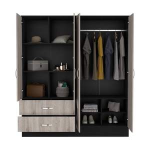 DB Armoire Ron Chambre Armoire En Bois Noir/Gris Clair Portable Cape Pliante pour Meubles De Maison pour Appartements - Product Image 4