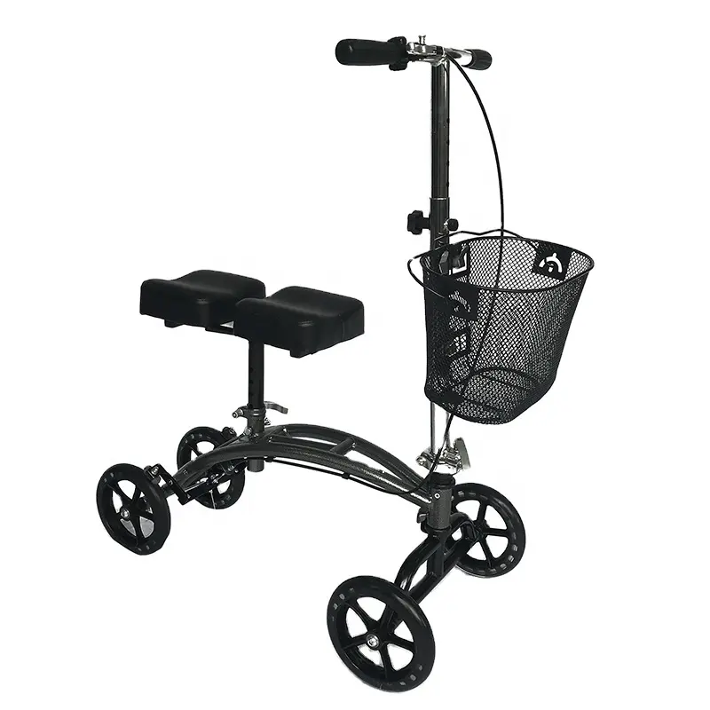 Rodillera de aleación de acero para scooter, ruedas flexibles y desmontables, plegables, para todo terreno, andador con cesta