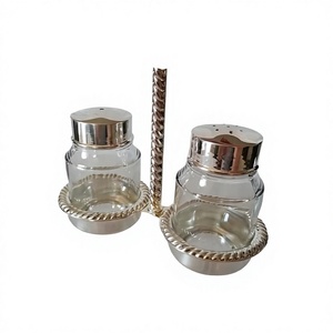 Ensemble de salières et poivrières en verre argenté avec poignée en corde, récipients durables pour herbes et assaisonnements, lavage à la main uniquement - Product Image 1