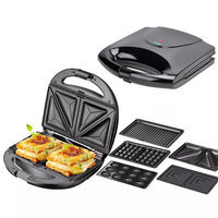 GiaYol 6 en 1 2 tranches gaufrier sandwich détachable en acier inoxydable beignet avec 6 plaques panini contact grill