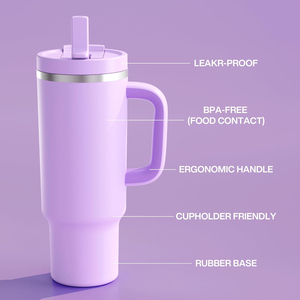 Nuevo Diseño, Termos de Acero Inoxidable Aislados de 40 oz, con Asa y Pajita, Tapa 2 en 1, Aislamiento Térmico de 24 Horas, Reutilizables y Portátiles - Product Image 4