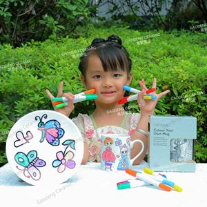 Assiette à <span class=keywords><strong>café</strong></span> de bricolage de vente chaude avec une assiette vide et auto-colorante définie par l'utilisateur, plaque de peinture en céramique <span class=keywords><strong>ALDI</strong></span> pour les enfants - Product Image 2