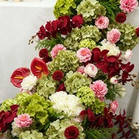 Guirlande florale artificielle en soie rouge et verte de 2 m pour allée de mariage, scène, sol, centre de table fait main TUOYI – Vente en gros