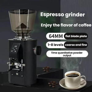 Moulin à café professionnel à meules plates, lame SUS de 64 mm, panneau tactile, boutons pour une ou deux tasses, support de porte-filtre réglable - Product Image 4