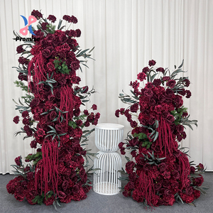 Arco de Rosas Artificiales de Seda en Cascada Color Borgoña, Decoración Realista y Lujosa para Bodas, Regreso a Clases y Eventos - Product Image 1