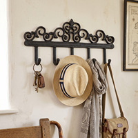 Patère murale décorative vintage européenne en fonte, motif festonné, porte-manteau mural