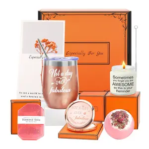 Customize new product ideas 2024 birthday christmas self care gift set orange box get well soon gifts item for man and women