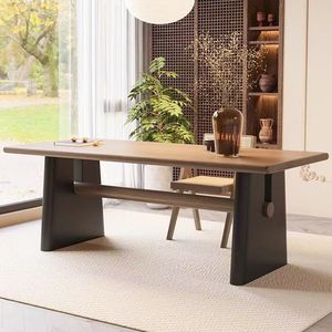 Juego de mesa y sillas de comedor de madera maciza, mesa rectangular para té, para el hogar, comedor, sala de estar, escritorio con acabado natural - Product Image 4