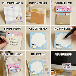 Bloc-notes autocollants mignons en forme d'animaux de dessin animé, lot de 4, adhésifs colorés pour l'école et le bureau - Product Image 3