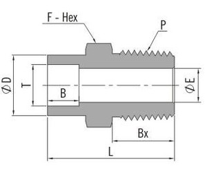 Aço inoxidável macho Stud acoplamento tubo encaixe termopar macho aplicações óleo entediado ANSI padrão 6000PSI forjado - Product Image 2