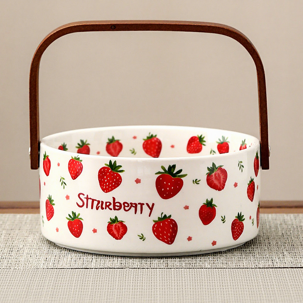 GRANDE corbeille de fruits blanche - fraise