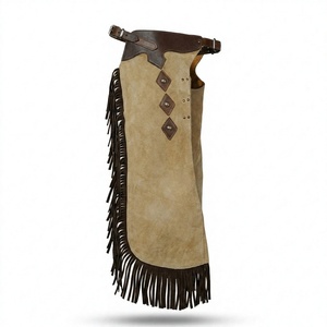 Chaps de Cuero Estilo Western con Borlas, Unisex, Largos, sin Mangas, para Montar a Caballo, Transpirables, con Cierre de Cremallera, Color Marrón Oscuro - Product Image 1