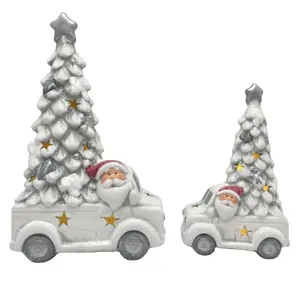 Customized Ceramic Christmas Car Decoration Christmas Train With LED Light Christmas Ornament
