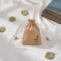 Sac à cordon en jute personnalisé avec logo pour l'emballage de bijoux, taille réglable, couleur lavande, pochette pour sachet