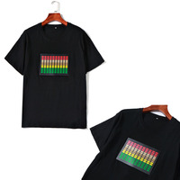Nouveauté El Panneau Clignotant Led T-shirt Glow in the Dark El Panel T-shirt à lumière activée par la voix
