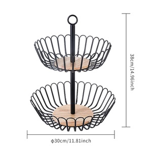 Kitchen 1-Layer Lacquer Classic Iron Fruit Basket Detachable Bottom Portable Candy <b>Snack</b> <b>Tray</b> Rack - Product Image 2
