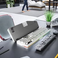 Clavier mécanique sans fil rétroéclairé RGB, 104 touches, structure Gasket blanche, écran couleur TFT, bouton rotatif, clavier à commutation à chaud